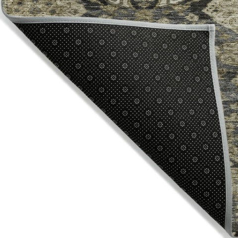 Homeroots 3' Brown And Tan Damask Washable Area Rug - Stylish, Durable Indoor Outdoor Decor For Any Space 9' X 12' Polyester 603381