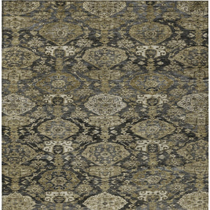 Homeroots 3' Brown And Tan Damask Washable Area Rug - Stylish, Durable Indoor Outdoor Decor For Any Space 10' X 14' Polyester 603382