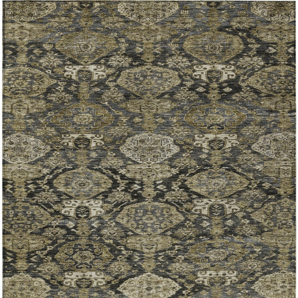 Homeroots 3' Brown And Tan Damask Washable Area Rug - Stylish, Durable Indoor Outdoor Decor For Any Space 10' X 14' Polyester 603382