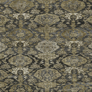 Homeroots 3' Brown And Tan Damask Washable Area Rug - Stylish, Durable Indoor Outdoor Decor For Any Space 10' X 14' Polyester 603382