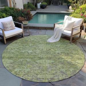 Homeroots 3' Brown And Tan Damask Washable Area Rug - Stylish, Durable Indoor Outdoor Decor For Any Space 8' Round Polyester 603385