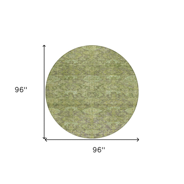 Homeroots 3' Brown And Tan Damask Washable Area Rug - Stylish, Durable Indoor Outdoor Decor For Any Space 8' Round Polyester 603385