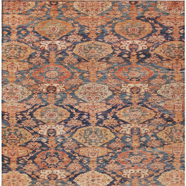 Homeroots 3' Brown And Tan Damask Washable Area Rug - Stylish, Durable Indoor Outdoor Decor For Any Space 3' X 5' Polyester 603389