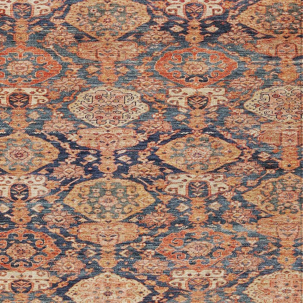 Homeroots 3' Brown And Tan Damask Washable Area Rug - Stylish, Durable Indoor Outdoor Decor For Any Space 5' X 8' Polyester 603390