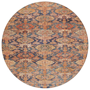HomeRoots 5' Terra Cotta and Charcoal Damask Area Rug – Durable, Washable, Indoor Outdoor Elegance for Your Home 8' Round 603391