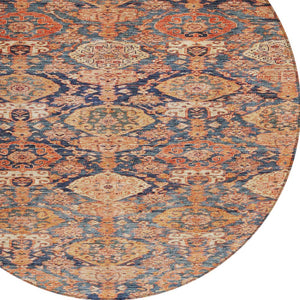 Homeroots 3' Brown And Tan Damask Washable Area Rug - Stylish, Durable Indoor Outdoor Decor For Any Space 8' Round Polyester 603391