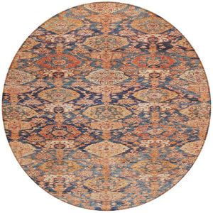 Homeroots 3' Brown And Tan Damask Washable Area Rug - Stylish, Durable Indoor Outdoor Decor For Any Space 8' Round Polyester 603391