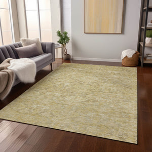 Homeroots 3' Brown And Tan Damask Washable Area Rug - Stylish, Durable Indoor Outdoor Decor For Any Space 3' X 5' Polyester 603395