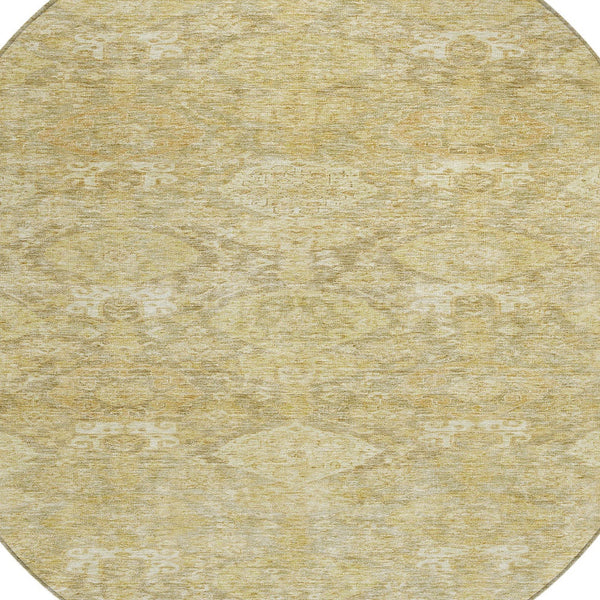 Homeroots 3' Brown And Tan Damask Washable Area Rug - Stylish, Durable Indoor Outdoor Decor For Any Space 8' Round Polyester 603397
