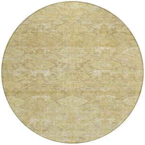 Homeroots 3' Brown And Tan Damask Washable Area Rug - Stylish, Durable Indoor Outdoor Decor For Any Space 8' Round Polyester 603397