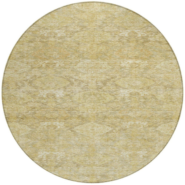Homeroots 3' Brown And Tan Damask Washable Area Rug - Stylish, Durable Indoor Outdoor Decor For Any Space 8' Round Polyester 603397