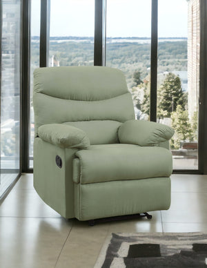 English Elm Arcadia Plush Microfiber Motion Recliner with Pillow-Top Arms, Smooth Latch Mechanism for Relaxation Sage 32 L x 31 W x 27 H B2726P256680
