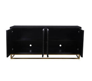 Basset Mirror Cameron Server - Elegant Matte Black Mango Wood Design With Unique Floral Hardware For Dining Areas Black Wood,Bone,Metal 6034-dr-576