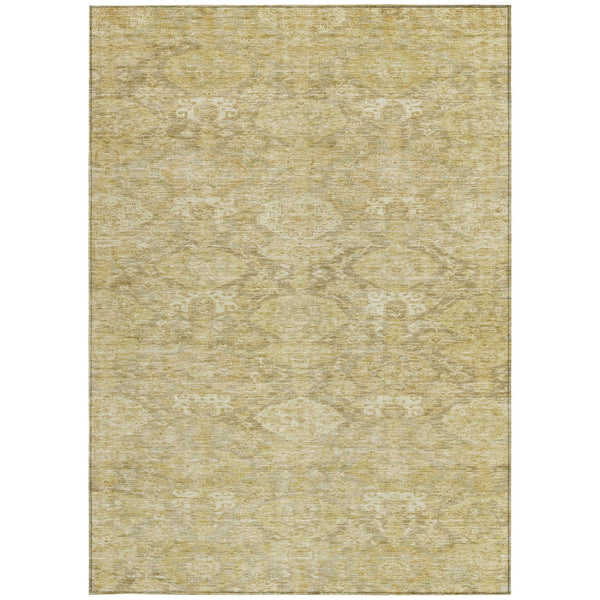 Homeroots 3' Brown And Tan Damask Washable Area Rug - Stylish, Durable Indoor Outdoor Decor For Any Space 10' X 14' Polyester 603400