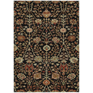 Homeroots 3' Black Brown And Red Floral Washable Area Rug - Durable Indoor Outdoor Design For Any Space 3' X 5' Polyester 603401