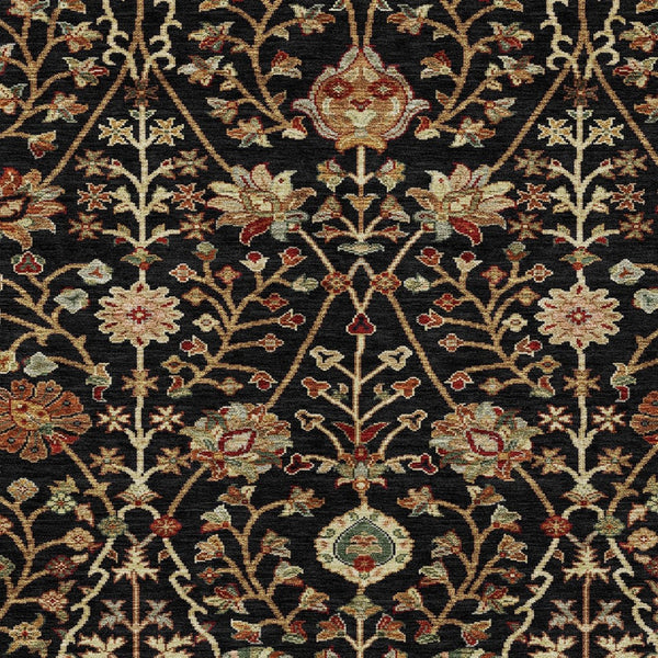 Homeroots 3' Black Brown And Red Floral Washable Area Rug - Durable Indoor Outdoor Design For Any Space 3' X 5' Polyester 603401