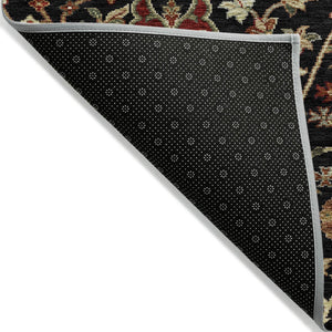 HomeRoots 5' Floral Washable Area Rug - Classic Black, Brown, and Red Design for Indoor & Outdoor Durability 5' X 8' 603402