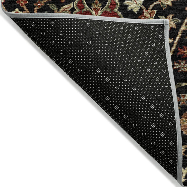 HomeRoots 5' Floral Washable Area Rug - Classic Black, Brown, and Red Design for Indoor & Outdoor Durability 5' X 8' 603402