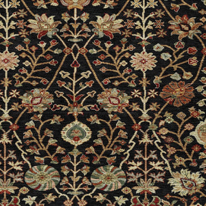 Homeroots 3' Black Brown And Red Floral Washable Area Rug - Durable Indoor Outdoor Design For Any Space 8' X 10' Polyester 603404