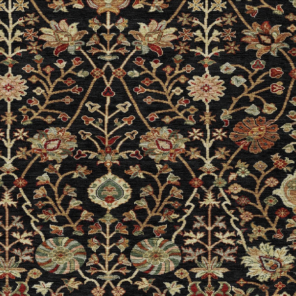 Homeroots 3' Black Brown And Red Floral Washable Area Rug - Durable Indoor Outdoor Design For Any Space 8' X 10' Polyester 603404