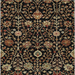 Homeroots 3' Black Brown And Red Floral Washable Area Rug - Durable Indoor Outdoor Design For Any Space 9' X 12' Polyester 603405