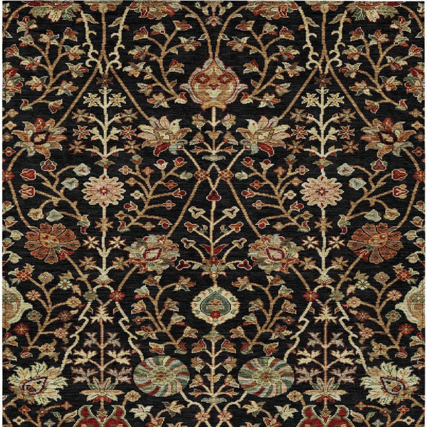 Homeroots 3' Black Brown And Red Floral Washable Area Rug - Durable Indoor Outdoor Design For Any Space 9' X 12' Polyester 603405