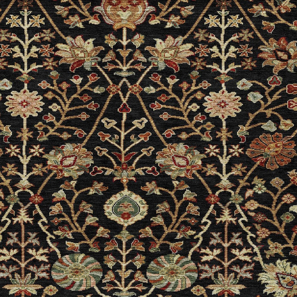 Homeroots 3' Black Brown And Red Floral Washable Area Rug - Durable Indoor Outdoor Design For Any Space 9' X 12' Polyester 603405