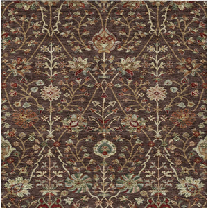 Homeroots 3' Black Brown And Red Floral Washable Area Rug - Durable Indoor Outdoor Design For Any Space 5' X 8' Polyester 603408