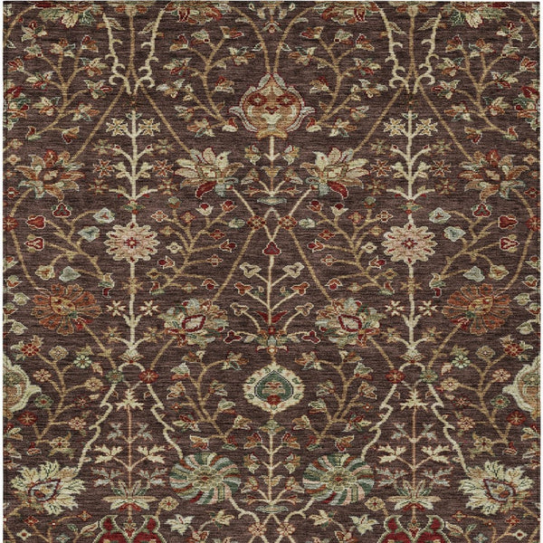 Homeroots 3' Black Brown And Red Floral Washable Area Rug - Durable Indoor Outdoor Design For Any Space 5' X 8' Polyester 603408