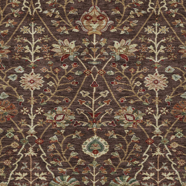 Homeroots 3' Black Brown And Red Floral Washable Area Rug - Durable Indoor Outdoor Design For Any Space 5' X 8' Polyester 603408