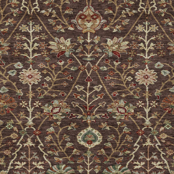 Homeroots 3' Black Brown And Red Floral Washable Area Rug - Durable Indoor Outdoor Design For Any Space 8' X 10' Polyester 603410