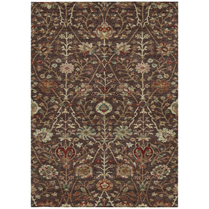 Homeroots 3' Black Brown And Red Floral Washable Area Rug - Durable Indoor Outdoor Design For Any Space 9' X 12' Polyester 603411