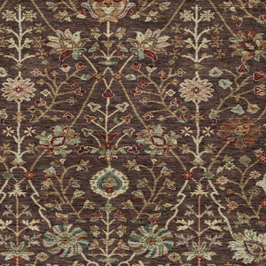 Homeroots 3' Black Brown And Red Floral Washable Area Rug - Durable Indoor Outdoor Design For Any Space 9' X 12' Polyester 603411