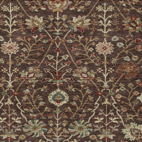 Homeroots 3' Black Brown And Red Floral Washable Area Rug - Durable Indoor Outdoor Design For Any Space 9' X 12' Polyester 603411