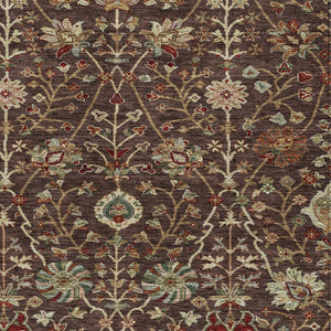 Homeroots 3' Black Brown And Red Floral Washable Area Rug - Durable Indoor Outdoor Design For Any Space 10' X 14' Polyester 603412