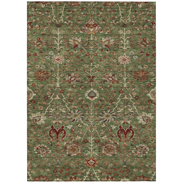 HomeRoots 5' Versatile Floral Area Rug in Fern Green, Brown, and Red - Perfect for Indoor and Outdoor Spaces 5' X 8' 603414