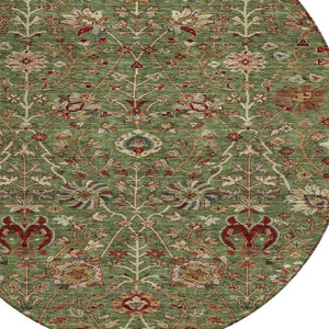 Homeroots 3' Black Brown And Red Floral Washable Area Rug - Durable Indoor Outdoor Design For Any Space 8' Round Polyester 603415