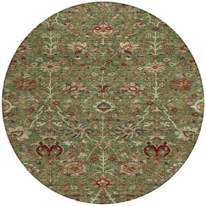 Homeroots 3' Black Brown And Red Floral Washable Area Rug - Durable Indoor Outdoor Design For Any Space 8' Round Polyester 603415