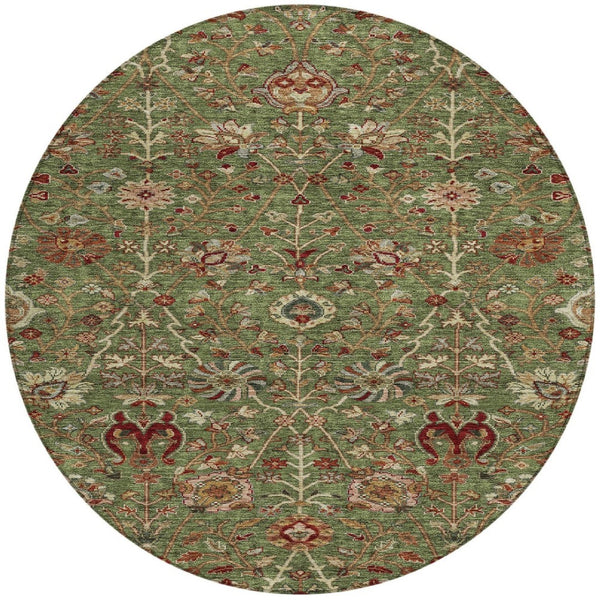 Homeroots 3' Black Brown And Red Floral Washable Area Rug - Durable Indoor Outdoor Design For Any Space 8' Round Polyester 603415