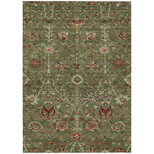 HomeRoots 5' Versatile Floral Area Rug in Fern Green, Brown, and Red - Perfect for Indoor and Outdoor Spaces 8' X 10' 603416
