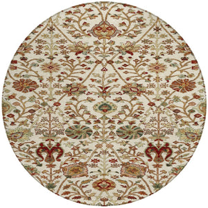 Homeroots 3' Black Brown And Red Floral Washable Area Rug - Durable Indoor Outdoor Design For Any Space 8' Round Polyester 603421