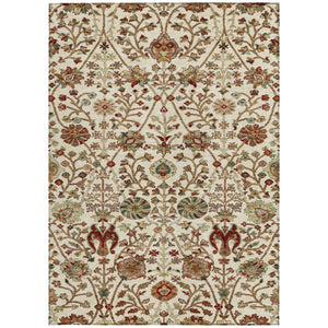 Homeroots 3' Black Brown And Red Floral Washable Area Rug - Durable Indoor Outdoor Design For Any Space 8' X 10' Polyester 603422