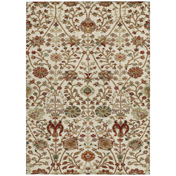 Homeroots 3' Black Brown And Red Floral Washable Area Rug - Durable Indoor Outdoor Design For Any Space 8' X 10' Polyester 603422