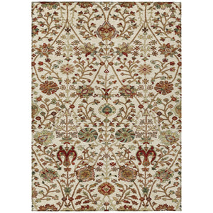HomeRoots 5' Elegant Ivory Brown and Red Floral Washable Area Rug for Indoor and Outdoor Durability and Style 10' X 14' 603424