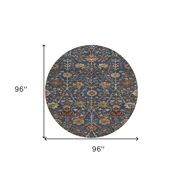 Homeroots 3' Black Brown And Red Floral Washable Area Rug - Durable Indoor Outdoor Design For Any Space 8' Round Polyester 603427