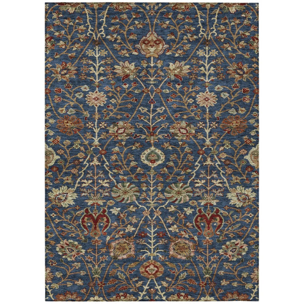 HomeRoots 5' Navy Blue and Red Floral Area Rug – Durable, Washable Design for Indoor and Outdoor Spaces 8' X 10' 603428