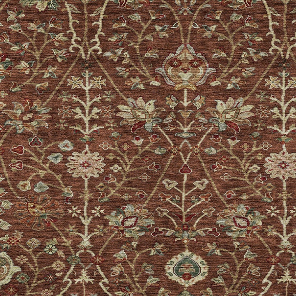 Homeroots 3' Black Brown And Red Floral Washable Area Rug - Durable Indoor Outdoor Design For Any Space 3' X 5' Polyester 603431