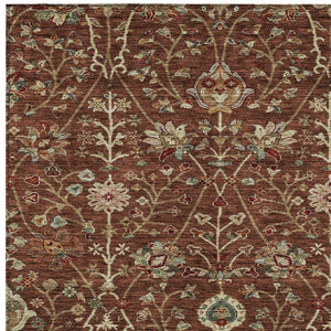 Homeroots 3' Black Brown And Red Floral Washable Area Rug - Durable Indoor Outdoor Design For Any Space 5' X 8' Polyester 603432