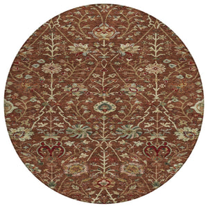 HomeRoots 5' Floral Washable Indoor Outdoor Area Rug - Durable, Stain-Resistant Design for All Spaces 8' Round 603433