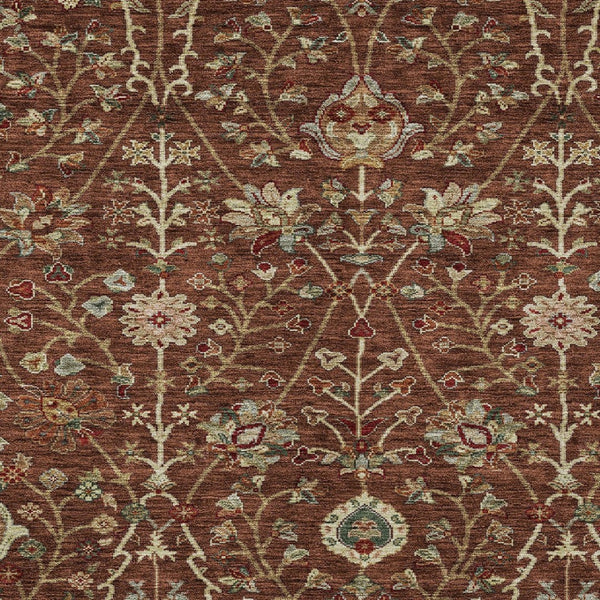 Homeroots 3' Black Brown And Red Floral Washable Area Rug - Durable Indoor Outdoor Design For Any Space 8' X 10' Polyester 603434